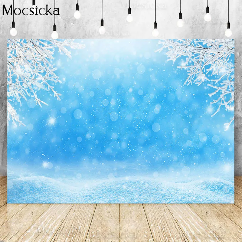 Winter Wonderland Backdrop For Photography Glitter Snowflake Photocall Kids Portrait Background Christmas Bokeh Snow Photostudio