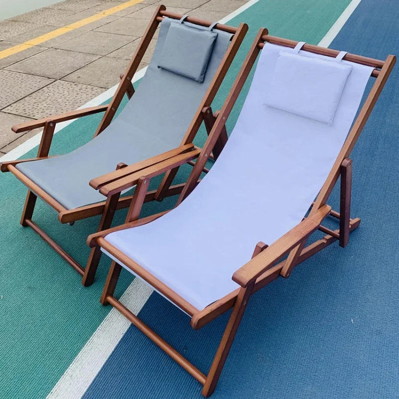 Handrail Wood Beach Chairs Recliner Balcony Home Folding Beach Chairs Portable Fishing Silla Plegable Outdoor Furniture QF50OC