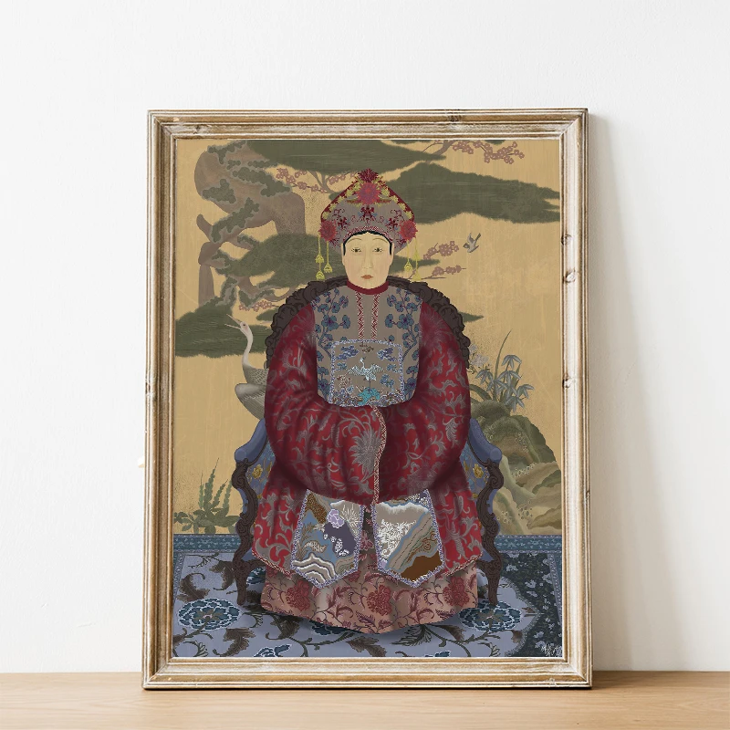 Chinese Ancestor Portrait Traditional Vintage Posters and Prints Canvas Printing Wall Art Picture for Living Room Home Decor