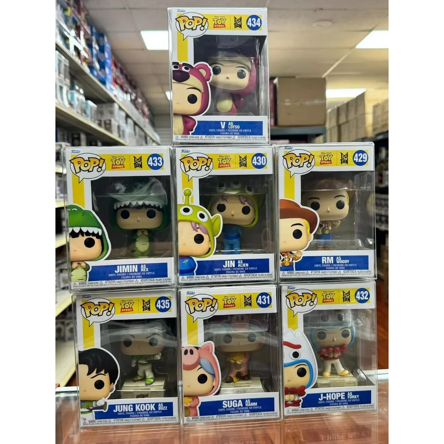 

Toy Story And BTS Figure Funko Pop Vinyl Figure RM as Woody Jin Alien Suga Hamm Collectible Limited Edition Model Toy Gift