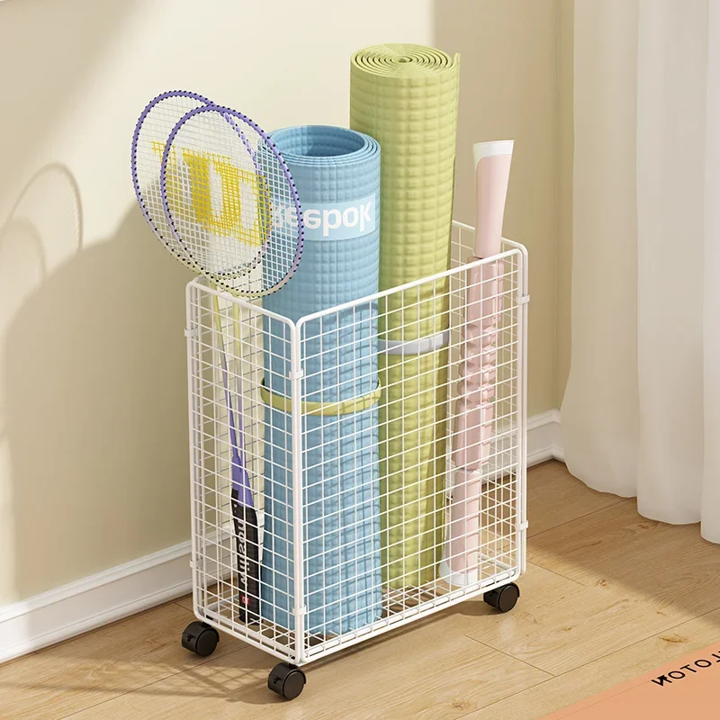 Multifunctional Yoga Mat Organizer Basket Seam Badminton Racket Fitness Equipment Metal Basket Removable Cart Laundry Basket