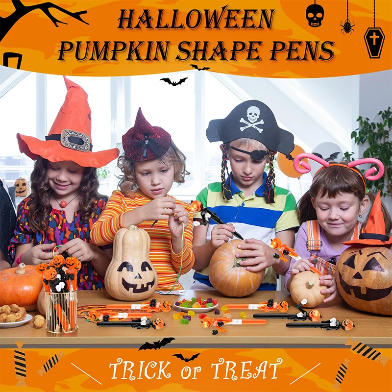 Imagem -05 - Halloween Pumpkin Caneta Esferográfica Cute Light Boxing Canetas Roller Ball Material de Redação Escolar Presente de Papelaria 60 Pcs