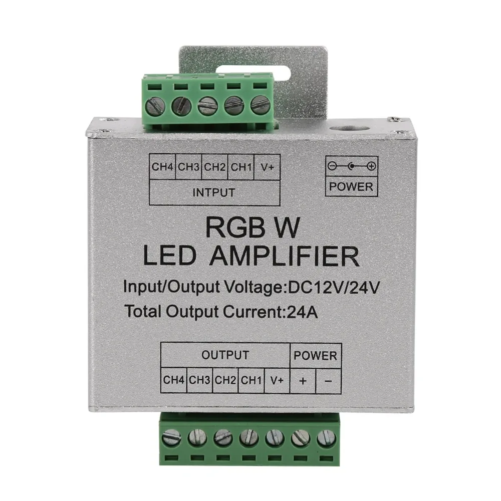 Easy 4 Channel Output RGBW LED Amplifier 24A DC12-24V LED Strip Controller Aluminum Shell Signal Repeater Indoor Lighting