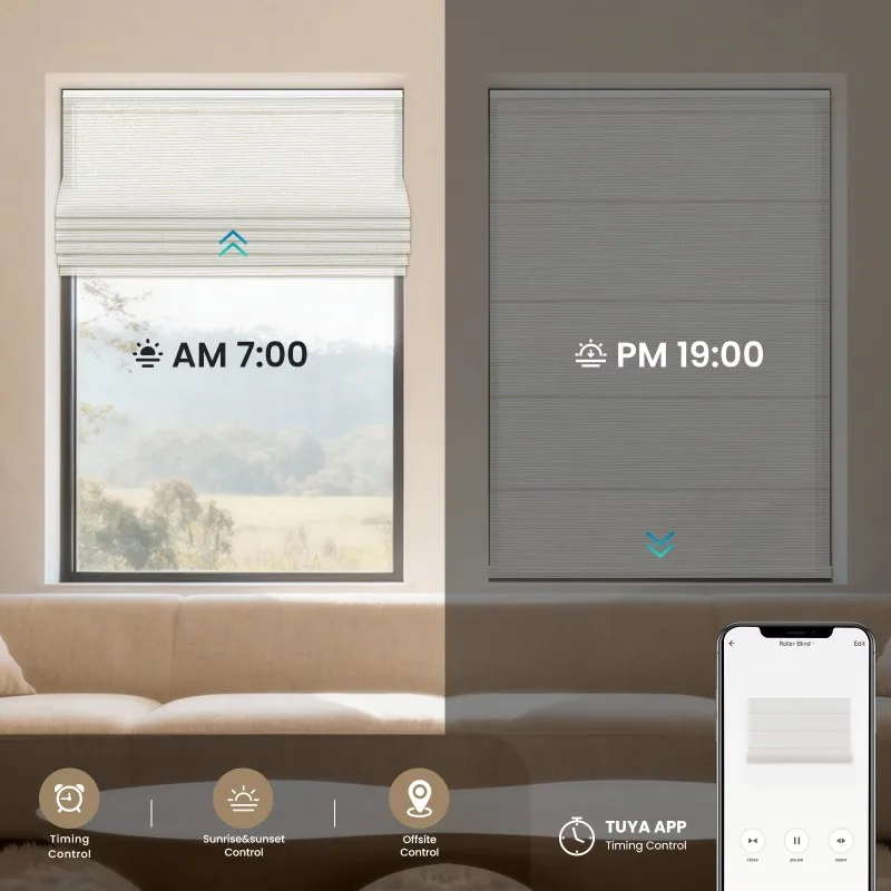Window Hgh Quality No Drill Luxury Smart Home Decorate Electric Smart Blackout Motorized Roller Shades Roman Blinds for Window