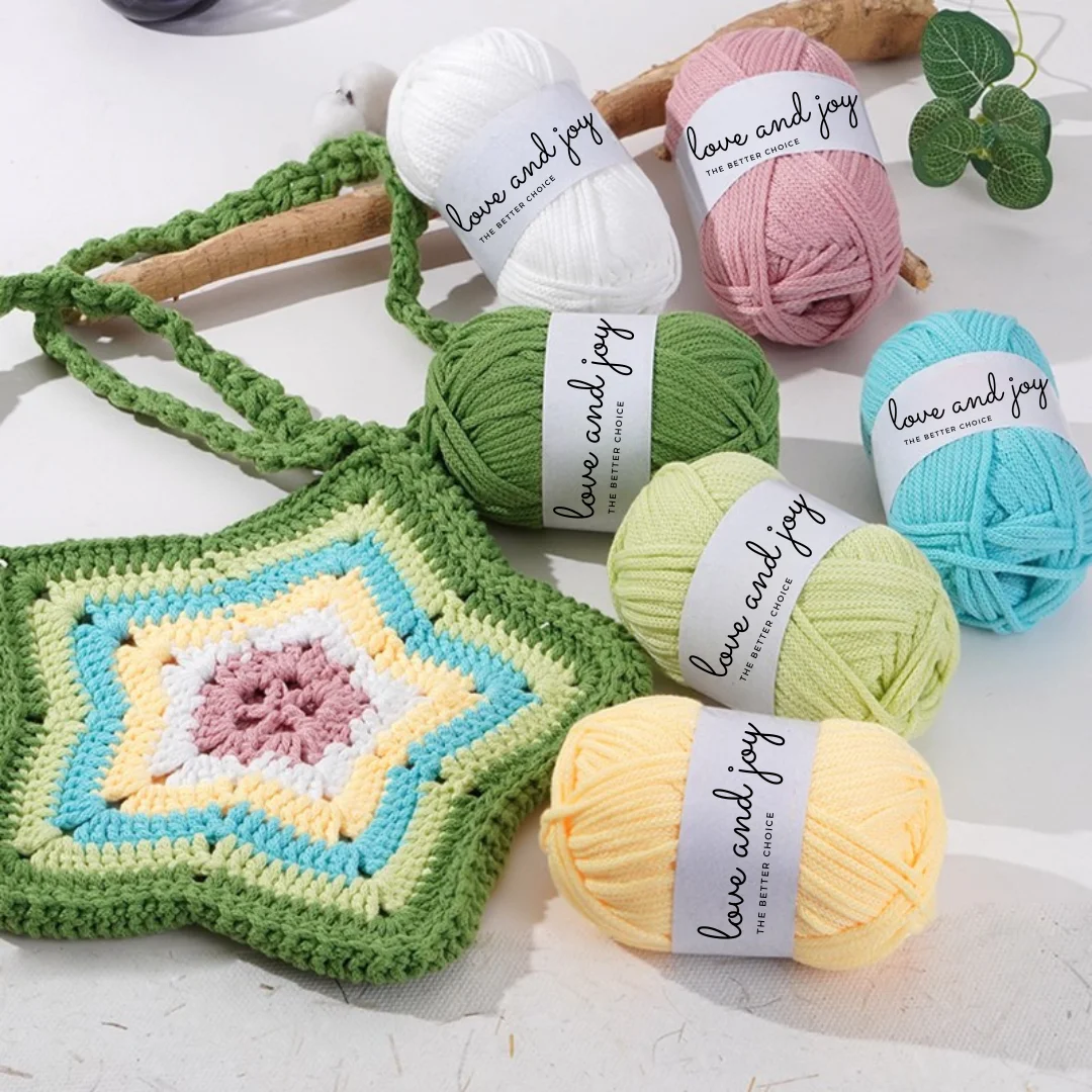 3-Pack of 3mm Hollow Cotton Yarn, Ideal for Hand-Knitting Hats, Bags, Coasters, Cushions, and More