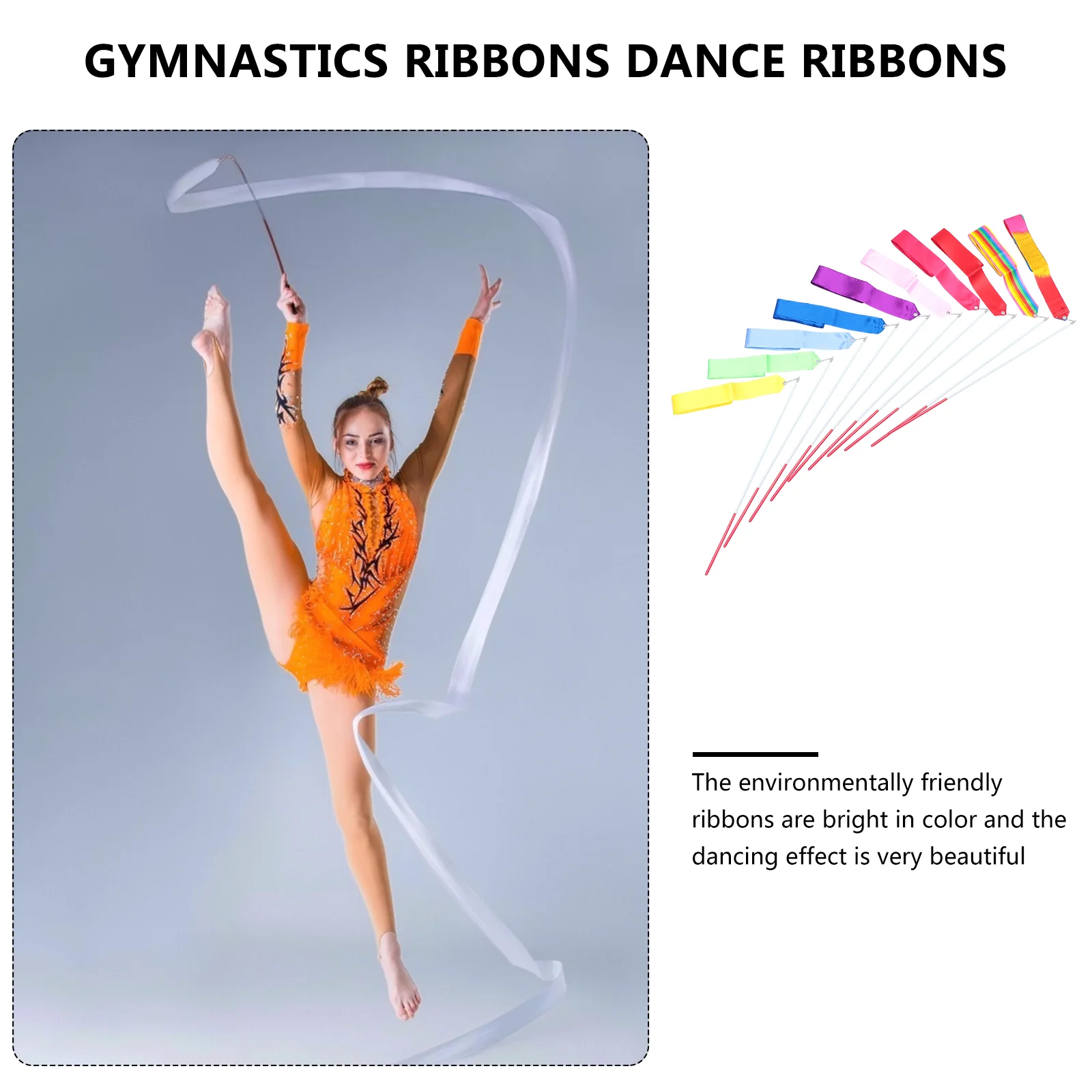 10 Pcs Gymnastics Ribbon Artistic Dance Sports and Entertainment Streamer Wand Ribbons Rhythmic Stick Gimnastika Girl