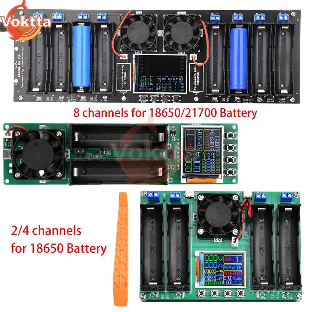 2/4/8 Channels 18650 Lithium Battery Capacity Tester MAh MWh Digital Battery Internal Resistance Tester Power Detector Module