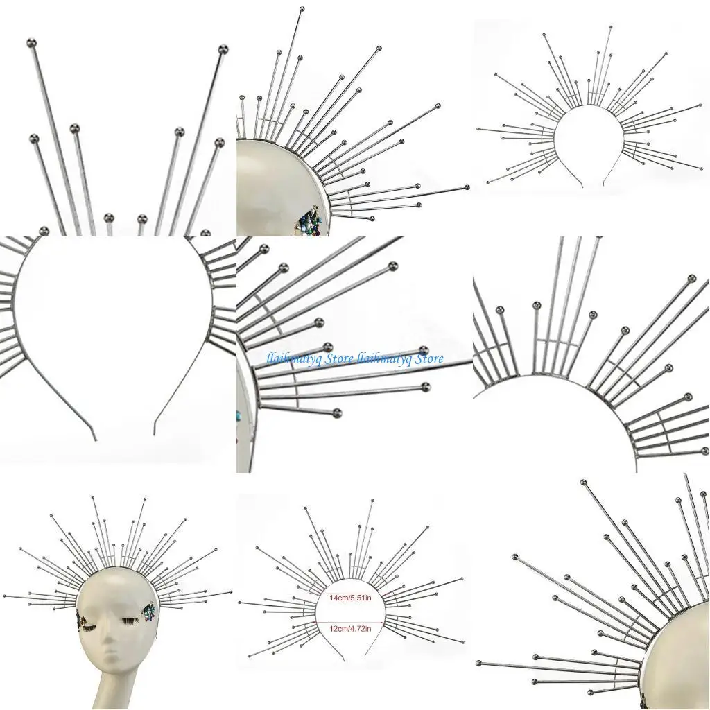 

573B Mary HaloCrown HeadbandGoddess Headpiece Spiked Crown Headpiece