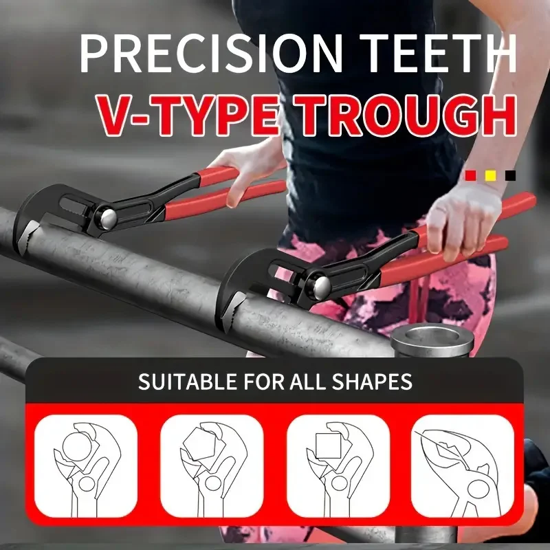 7"/10"/12" Large Opening Universal Wrench Multifunctional Adjustable Quick-Release Water Pipe Clamp Pliers Household Hand Tools
