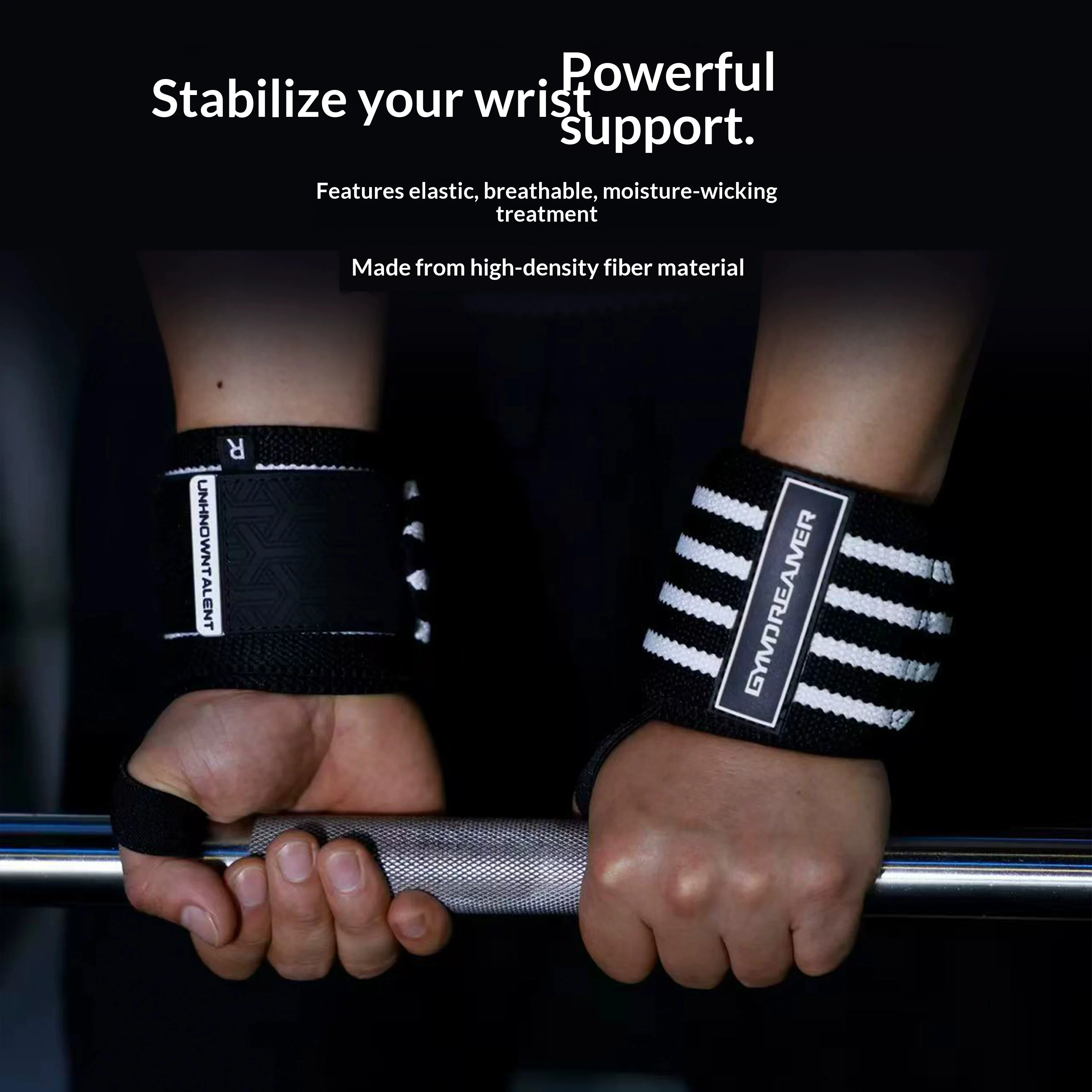 GYMDREAMER Sports Wrist Guard Men's Fitness Stripe Bright Push Weightlifting Winding Pressure Anti-Sprain Professional Wrist Gua