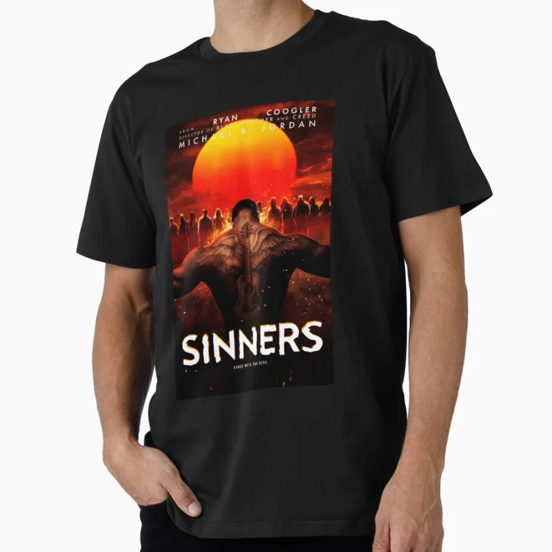 

Vintage Sinners Movie 2025 horror vampire Dancing With The Devil gift T shirt for men Large size Tops S-6XL printed clothes