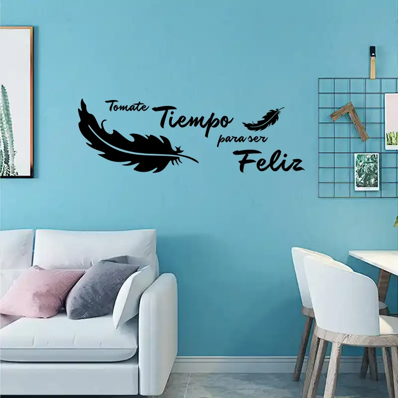 Feather Wall Stickers Spanish tomate tiempo Wall Art Decoration Kids Children Room Wall Decals Waterproof Removable #516