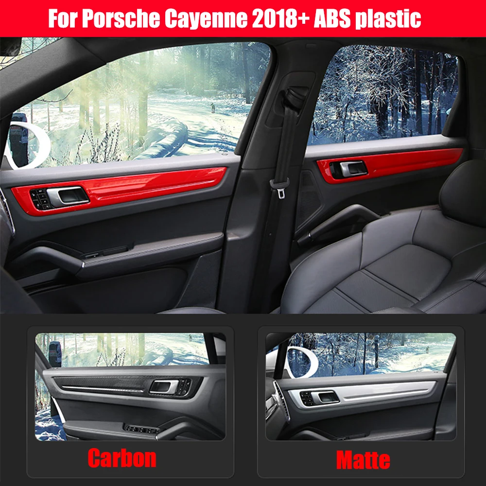 

For Porsche Cayenne 2018-2022 Car medial inner door Bowl side strip protector frame Cover Trim ABS Matte/red Auto Accessories