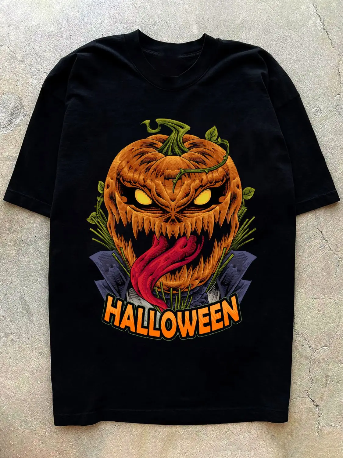

Дьявол Тыква Хэллоуин Американский Стиль Хип-Хоп Хлопковая Футболка С Короткими Рукавами Рок Мужской и Женский Свободный Индивидуальный Топ