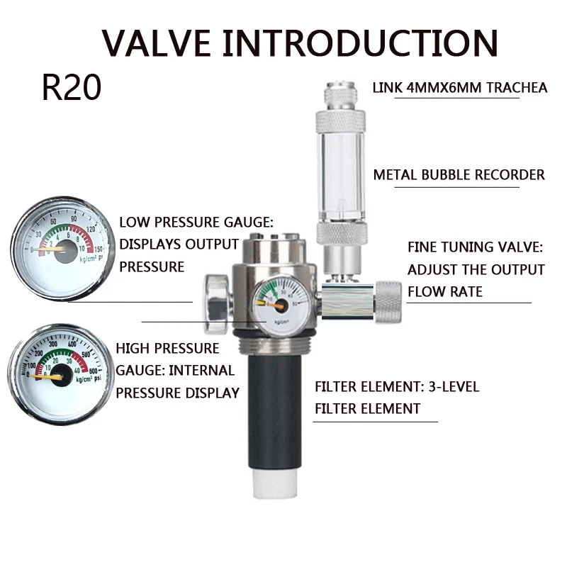 Aquarium CO2 Generator system Kit Stainless Steel CO2 Cylinder Generator System Carbon Dioxide Reactor Kit For Plant Fish