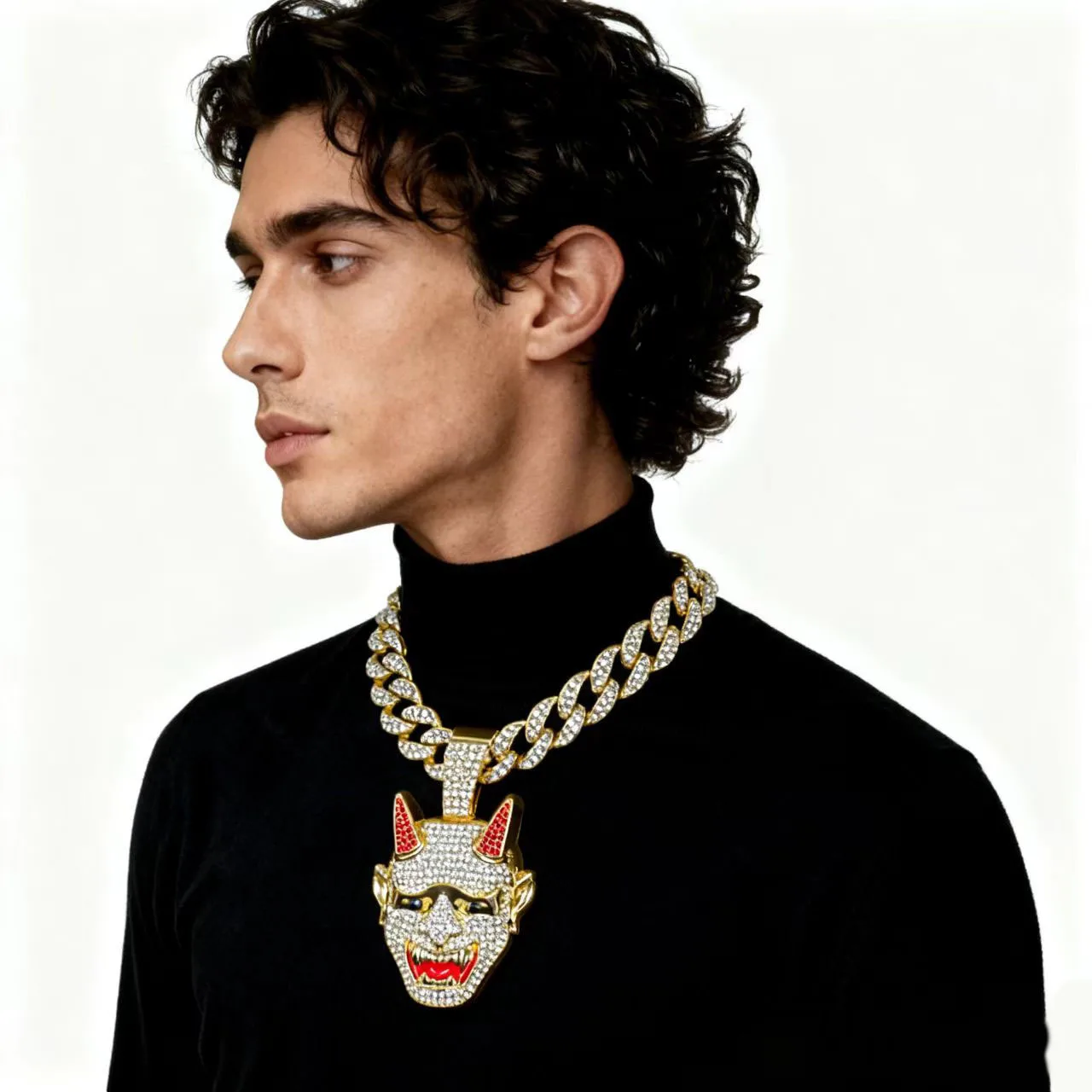 

DIY accessories hip-hop new Japanese ghost skull pendant Hiphop fashion trend men's necklace jewelry wholesale