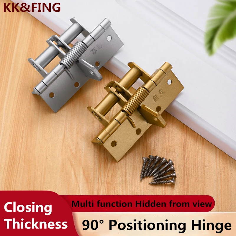 

KK&FING 2pcs/pair Invisible Door Spring Hinge 90° Automatic Closing Hinge 4 "Multifunctional Door Closer With Positioning