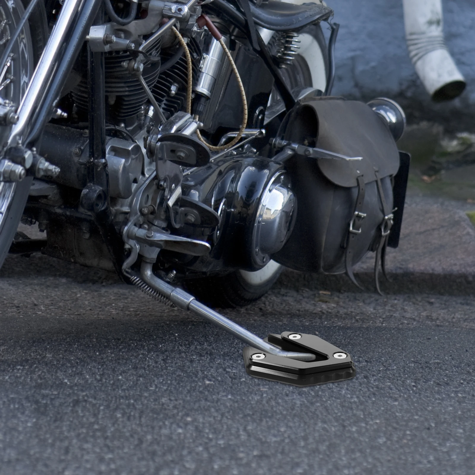 

Universal Motorcycle Kickstand Plate Durable Side Stand Support Pad Motorbike Accessories Large Foot Mat Anti-Scratch Floor