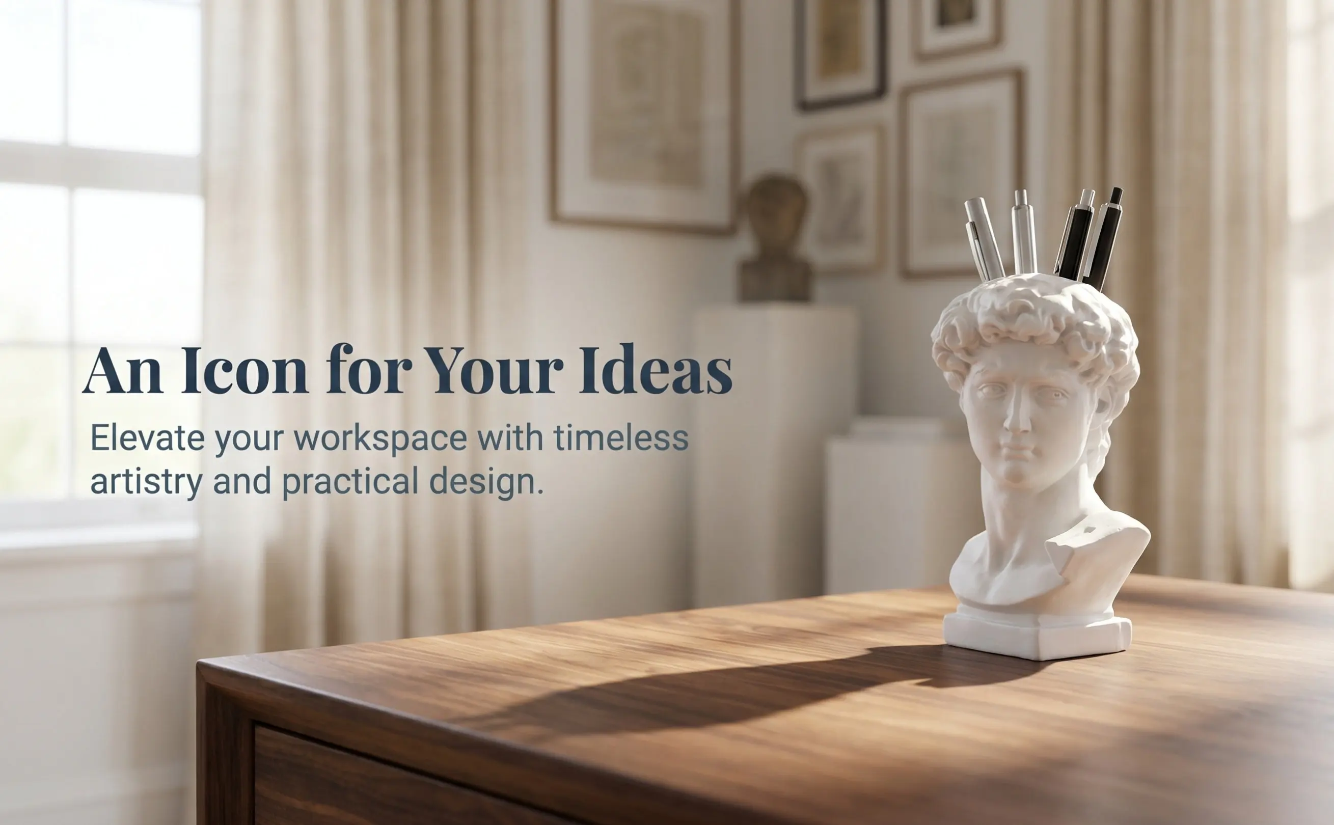 David Statue Pencil Holder Resin Flower Vase Makeup Brush Storage Organizer Statue Decor Pencil Pot Pen Holder
