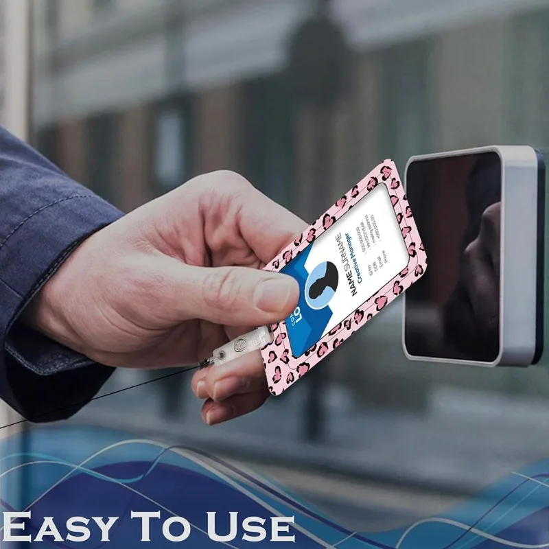 

Выдвижная катушка для бейджа с леопардовым принтом и выдвижным футляром для карт, полиэстеровый шейный ремешок, двухтактный держатель для удостоверения личности для рабочей карты безопасности