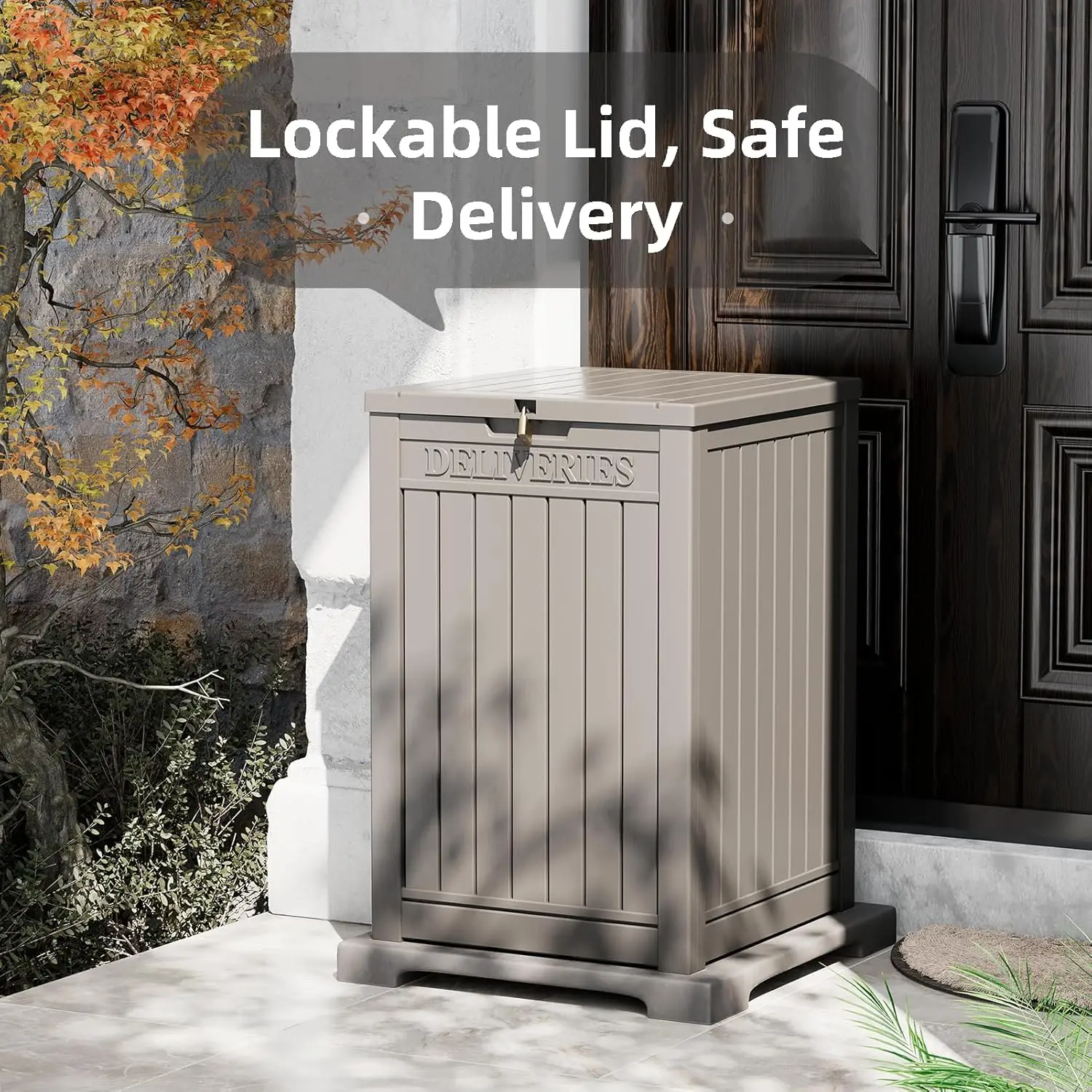 48 Gallon Package Delivery Box for Porch, Storage Box with Lockable Secure, Large Double Wall Resin Outdoor Package Delivery and