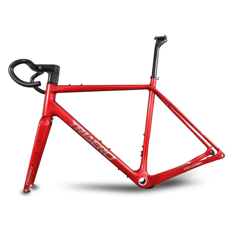 Icanbikes Hot Sale Bicycle Parts Flat Mount Gravel Carbon Bicycle Frameset Full Internal Cable Routing Bike Frame