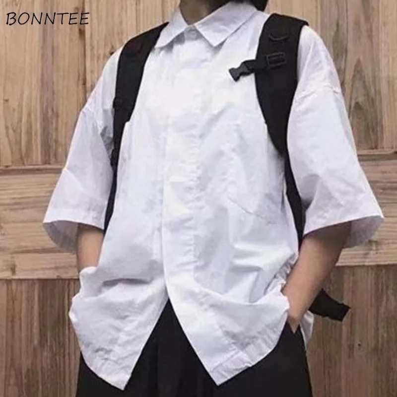 

Japan Style Shirts for Women Loose Solid Simple Fashion Short Sleeve All-match Young Students Summer Clothing Chic Casual Fit