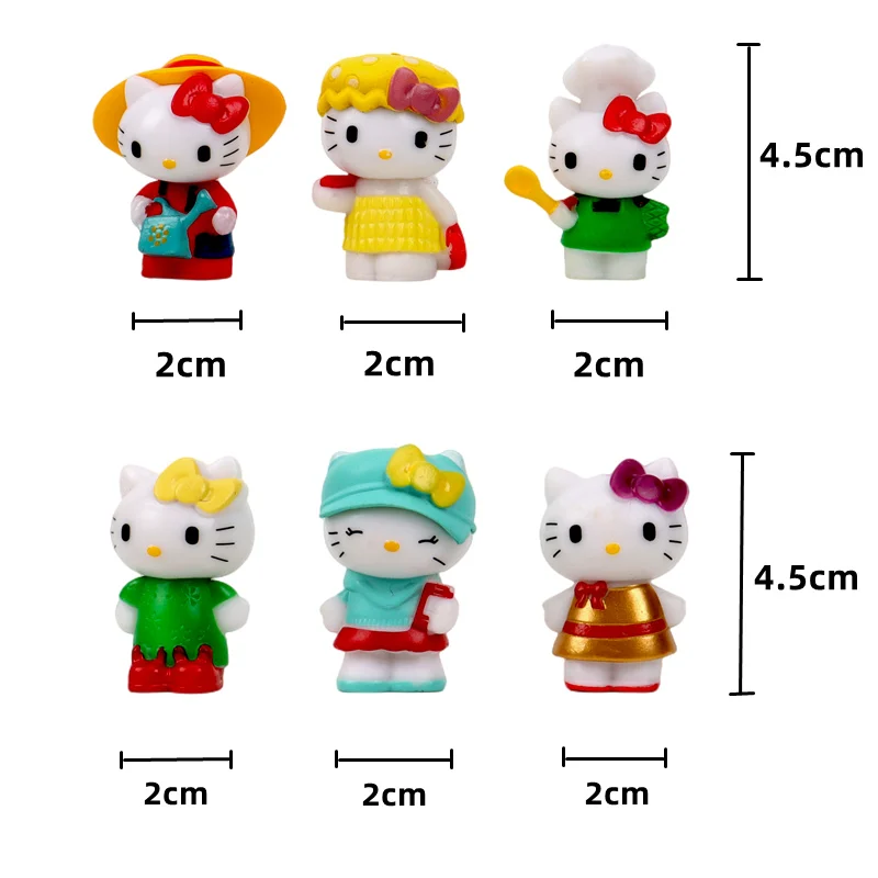 6Pcs/set Sanrio Figuren Doll 5cm Hello Kitty action figure Cake decoration model desktop toy car decoration Children's gifts