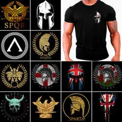 Roman Legion Sparta Gym Chest Print Fitness Muscular Training T-Shirt 100% Cotton O-Neck Summer Short Sleeve Casual Mens T-shirt