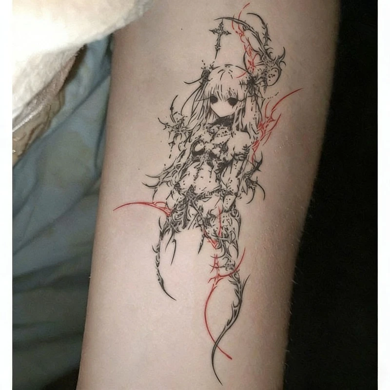 

Anime Girl Temporary Tattoo for Women Man Art Fake Tattoo Sticker Waterproof Sexy Geisha Cartoon Arm Leg Waist Lasting Sticker