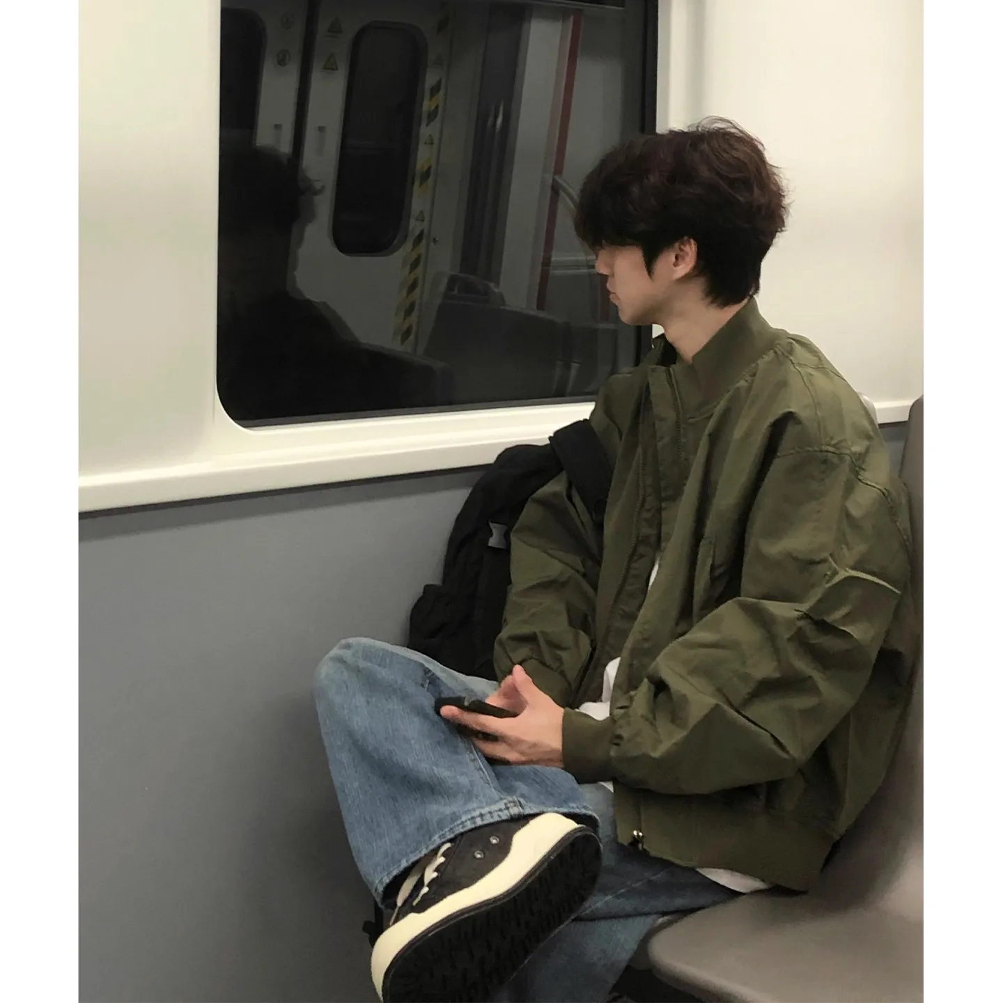 

Army Green Short Men's Autumn Cleanfit Workwear Oversized Stand Collar Baseball American Style Flight Jacket