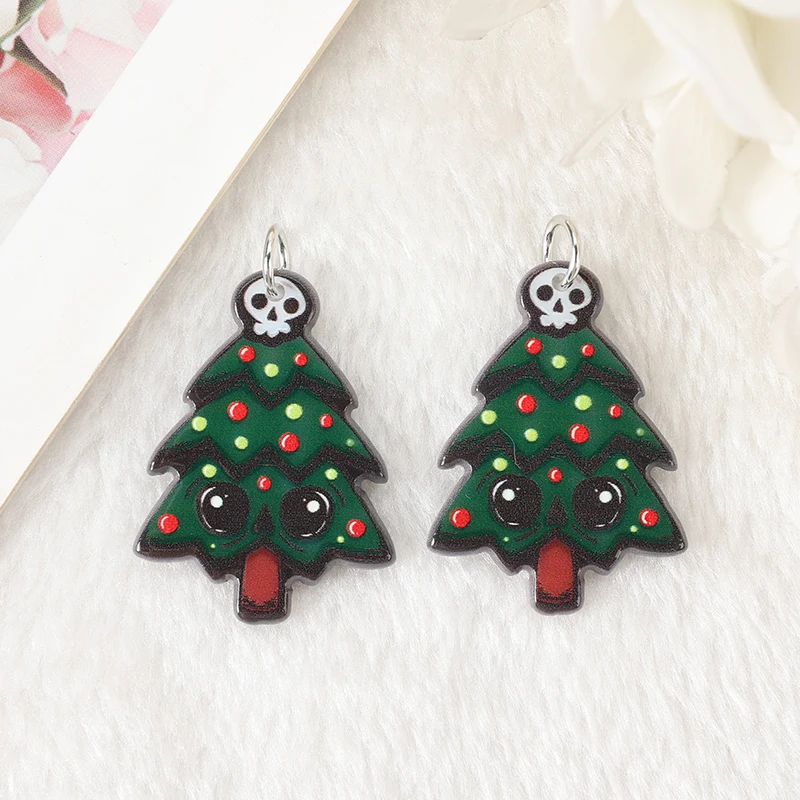 8Pcs Christmas Charms Creative Acrylic Creepy Spooky Pendant For Keychain Necklace  Jewelry Diy Making