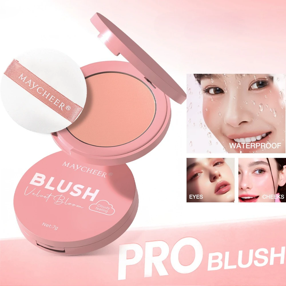 4-kleuren mat multifunctioneel gezichtspalet - Fluweelachtige Crimson Shades Blush & Oogschaduw Langdurig, verbetert de teint