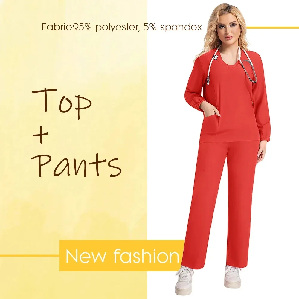 long sleeve Operating Medical Uniform Scrubs Hospital Working Scrubs Set Medical Supplies Nurse Dental Surgery Suit Workwear