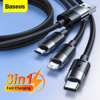 Baseus 3 in 1 USB Cable Fast Charging Charger for iPhone 14 13 Pro Max 3.5A Micro USB Type C Cable for Samsung Xiaomi Phone Cord