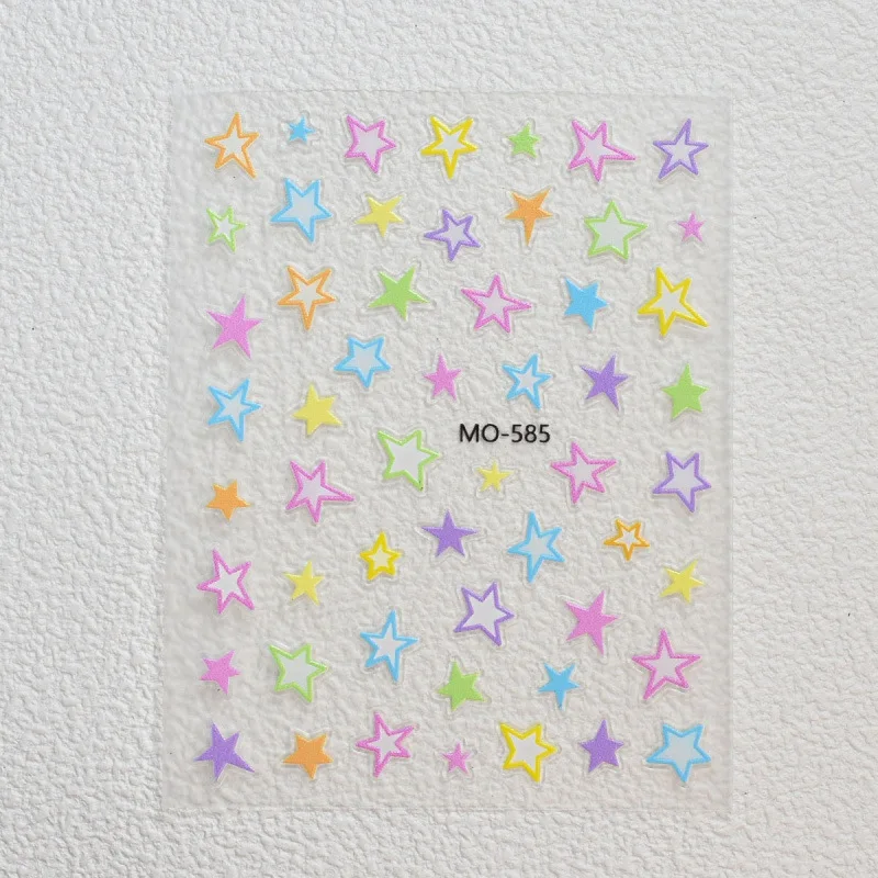 도파민 증진 컬러풀 미니 3D 나비 매듭 스티커 별 엠보싱 수제 저널링 재료 데코 패치워크