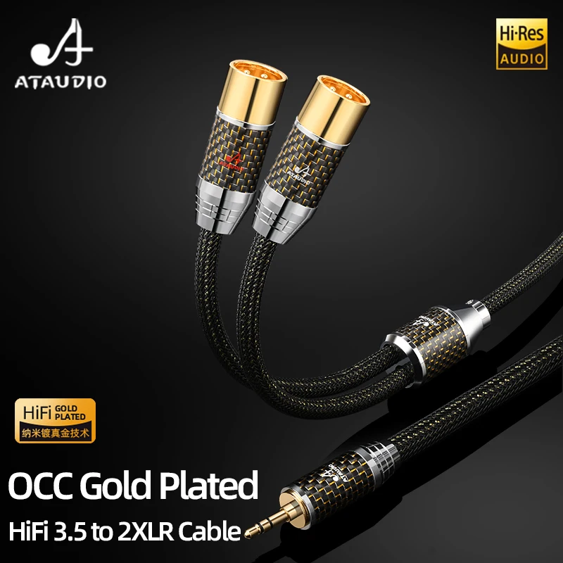 High Quality HiFi 3.5mm to 2XLR Cable OCC Gold-plated 3.5mm Stereo to 3 Pin XLR Balanced Audio Cable for Mixer Amplifier