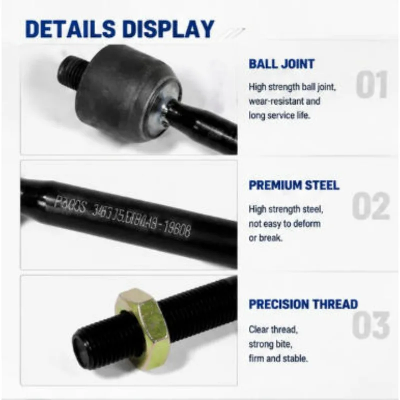 3M513L519A3A Inner Tie Rod End Steel Steering Linkage for Ford Focus II III 2004-2018 C-Max 2003-2019 Kuga 2008-2013