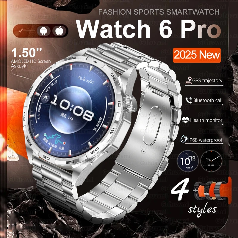 

2026 New GPS Outdoor Sports Watch 6 Pro Bluetooth Call Clock Health Monitor IP68 Waterproof Sapphire Glass Smart Watch Men Women