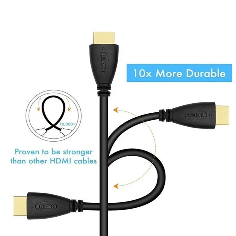 Slim HDTV Cable OD4.2MM Black PVC Ultra Soft Thin Cord Wire HDTV Supports High Speed 1080p 3D 3m 5m