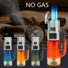 لهب أزرق الثلاثي الشعلة توربو أخف بندقية رذاذ ولاعة إلكترونية نفخ الغاز أخف البيوتان ولاعات السيجار NOgas #1