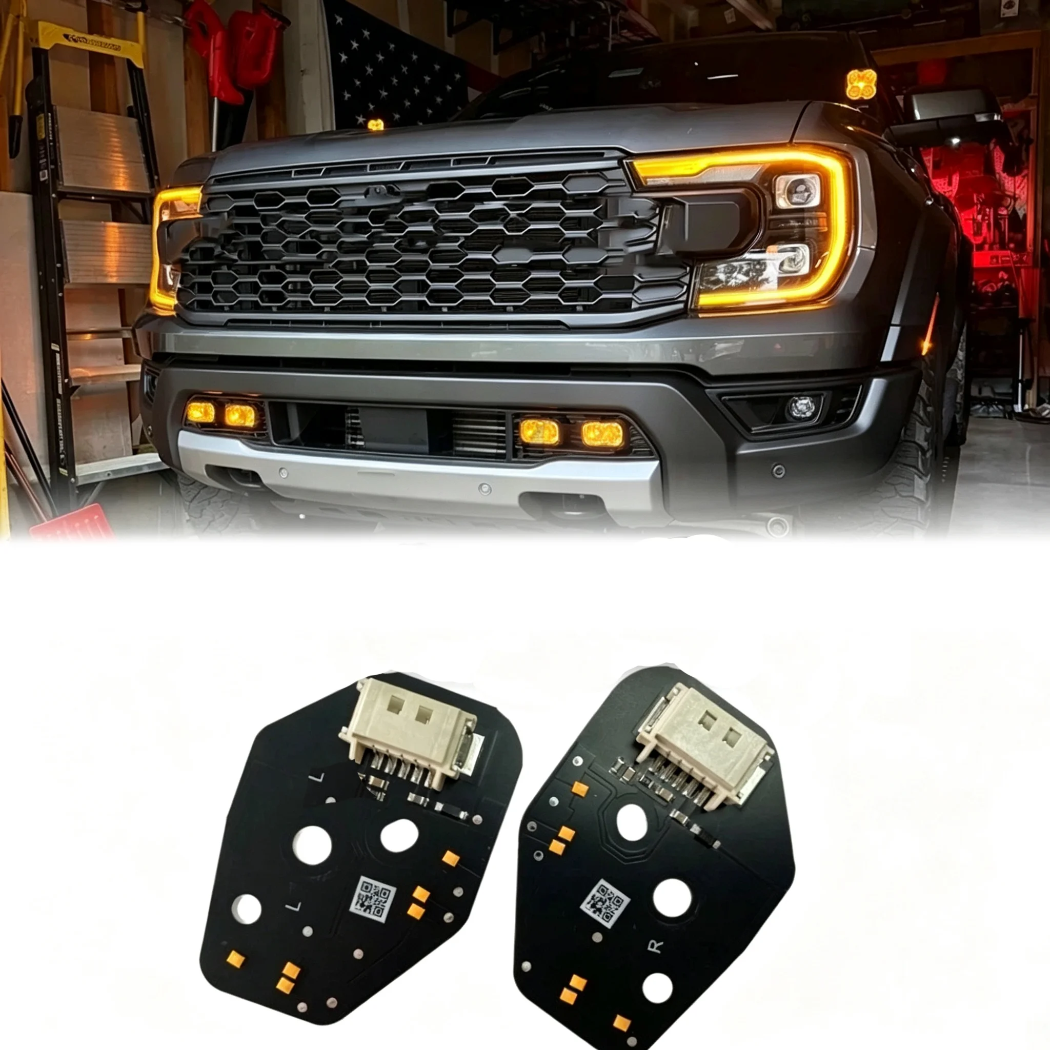 Uk Raptors Guide Upgrade Amber DRL LED Boards For 2024 2025 Ford Ranger Raptor XLT XL ...