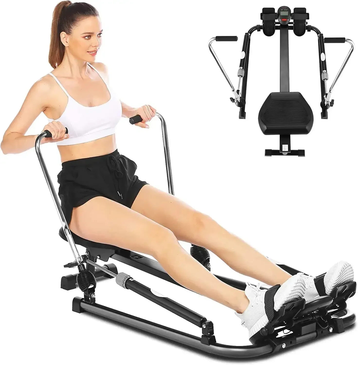 2024 Home Exercise Rowing Machine Full Sports Hydraulic Rowing Machine Foldable 12 Levels Adjustable Resistance Rowing Machine