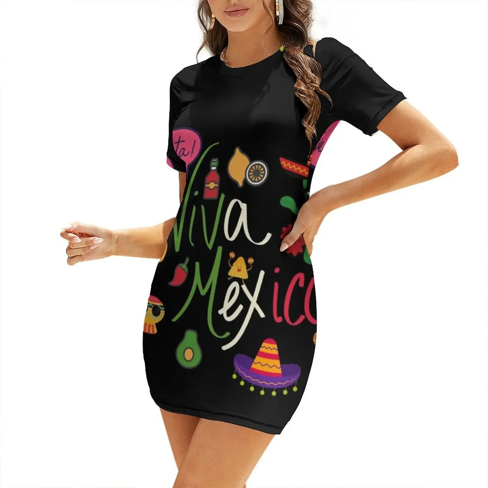 

Viva Mexico Cinco de mayo Short-Sleeved Dress Cocktail of dresses Elegant gowns Evening gown dress women summer 2025 Dress