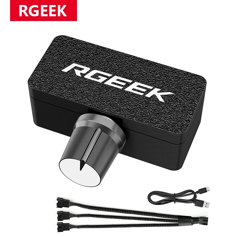 RGEEK 4-Pin 1-zu-3-Splitter PC-Lüfter-Geschwindigkeitsregler, Computer-NAS-Server-Lüfter-Geschwindigkeits-Hub, Stromversorgung über 5V USB-C, unterstützt 12V 4-Pin-Lüfter