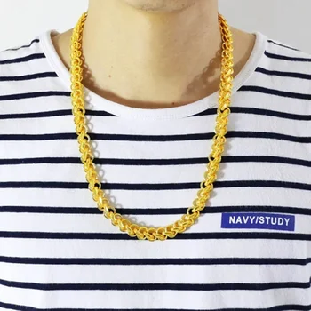 남녀공용 금장 같은 목걸이, 999 진짜 금 목걸이, 부 및 보물 보스 체인, 18 K60 cm 