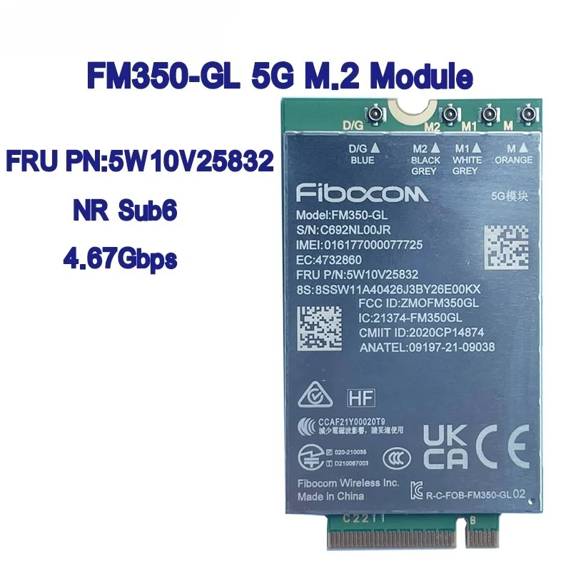 FM350-GL 5G NR M.2 Sub6 4*4 MIMO FRU 5W10V25832 For ThinkPad P1 Gen5 T14s Gen3 X13 Gen3 X1 Carbon 10th Gen X1 Yoga 7th Gen