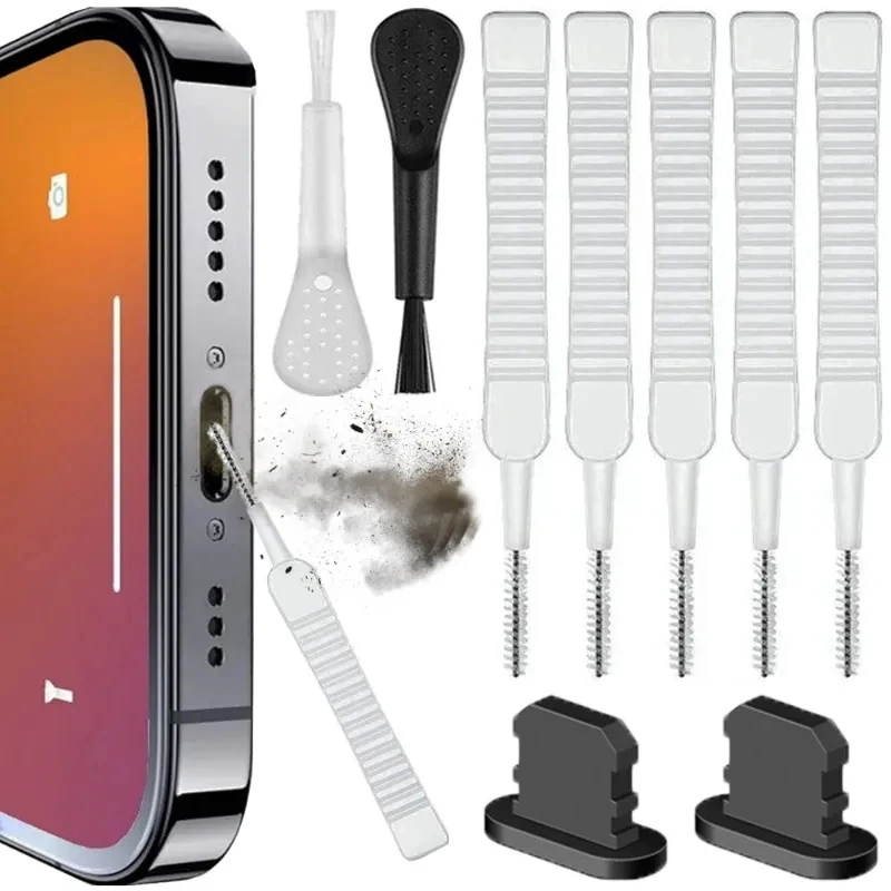 14-Piece PC Cleaning Kit Universal for IPhone Charging Port Dust Plug Keyboard Brush Tool Set Universal Charging Port for IPhone