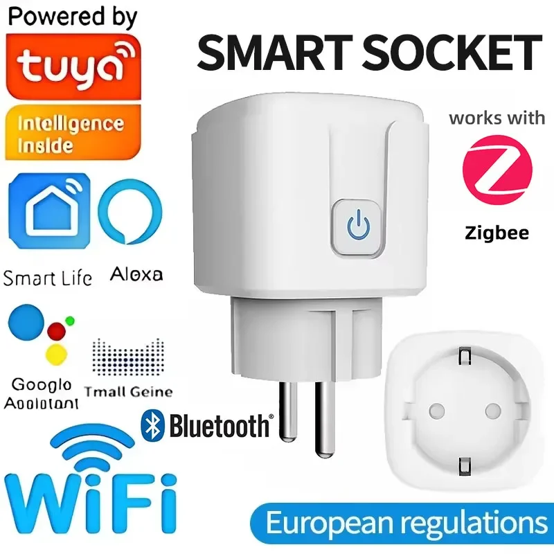 

Wi-Fi/Zigbee3.0 вилка европейского стандарта 16A/20A умная розетка с таймером мониторинга мощности голосовое управление для Alexa Google Home Smart Life