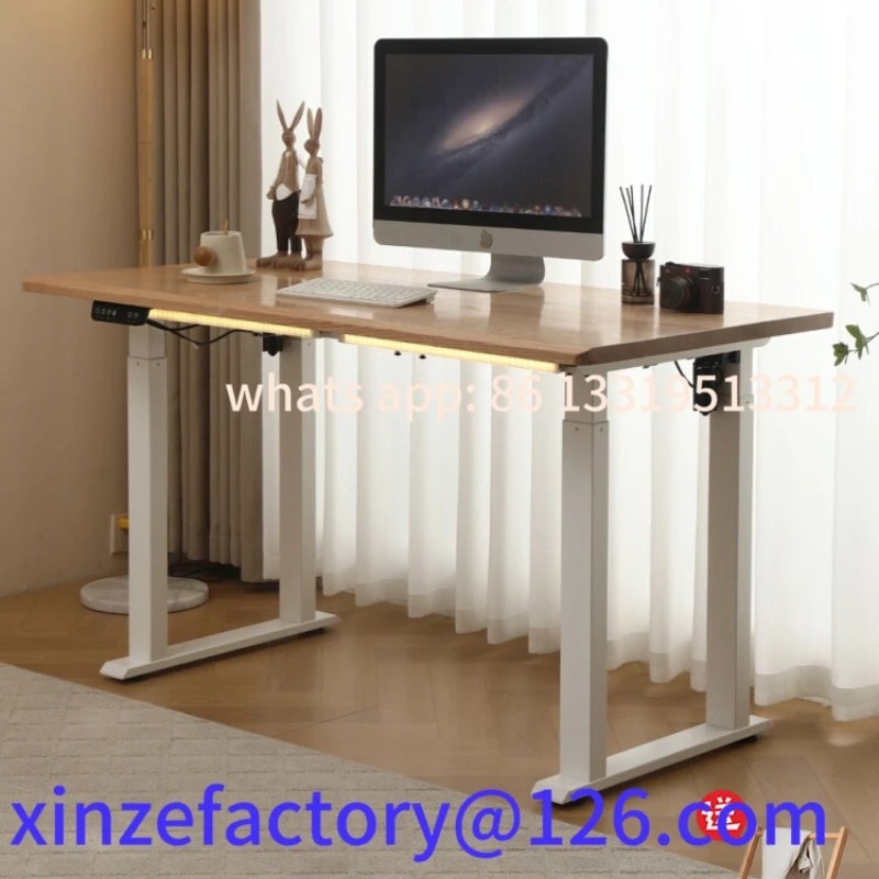 

Customizable Solid Wood Electric Lifting Table Four Pillars Double Motor Desk